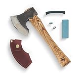12 Zoll Camping Äxte, Hatchet mit 65 Manganstahl, Axt mit Lederetui und Buchenstiel zum Hacken von Bäumen und Brennholz, für den Notfalleinsatz, Outdoor-Camping, zum Hacken großer Knochen
