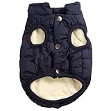 Mit Fleece gefütterte Hundejacke mit 2 Schichten von JoyDaog, sehr warm für den Winter und kaltes Wetter, extraweiche, winddichte Hundeweste(XS, blau)