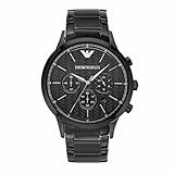Emporio Armani Herren-Chronograph, Edelstahluhr, 43 mm Gehäusegröße