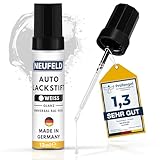 NEUFELD Lackstift in glänzendem Weiß, hohe Deckkraft, kratzfeste Farbe, dick (12 ml, Auto)