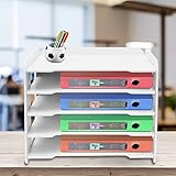 Briefablage-Organizer, Schreibtisch-Organizer, Dokumentenhalter, A4 Papier Aktenaufbewahrung Organizer Briefschublade Organizer, für Zuhause, Büro, Schule, 5 Etagen
