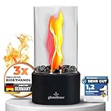GLANZFEUER® Tischkamin - Premium Bio Ethanol Tischkamin - Tischfeuer Outdoor & Tischfeuer Indoor - Hochwertiger Bioethanol Tischkamin Outdoor für besonderes Ambiente - Tisch Feuer Ethanol Kamin