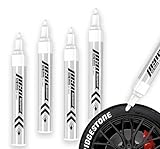 JUXINE PROFI-SET 4x Reifenmarkierungsstift | Ölbasierter Reifenstift für Auto & Motorrad | Wasserdichter Reifenmarker | Für Keramik, Holz, Leder, Kunststoff | Inkl