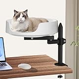 Höhenverstellbares Katzenbett für Schreibtisch 360° Drehbarer Katzenplatz mit Zwei verstellbaren Armen Haustierkissen inklusive