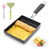 Tutamaz Tamagoyaki Pfanne, Omelette Pfanne, Rechteckige Japanische Pfanne, Antihaft Omlettenpfanne Kleine Bratpfanne Pfannkuchen Eierpfanne mit Silikonspatel Pinsel für Induktionsherd Gasherd, 18x13cm