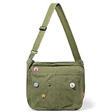 Captain Blues Canvas Messenger Bag, Große Kuriertasche mit Multi-Pockets, Canvas Tasche Shoulder Bag für Damen & Herren, Messenger Bags School Y2K (Grün)