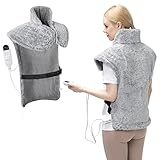 Bedsure Heizkissen für Rücken Schulter Nacken - 6 Temperaturstufen Wärmekissen 60x100cm mit 1,5 Stunden Abschaltautomatik und Überhitzungsschutz, Rückenwärmer Heizdecke mit GS CE Zertifiziert, Grau