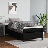 Tidyard Boxspringbett Bettrahmen Jugendbett mit Lattenrost Bett mit Kopfteil Gästebett Polsterbett Schlafzimmerbett Designerbett Doppelbett/Einzelbett Hotelbett Schwarz 80x200 cm Kunstleder
