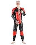 Bockle® New RED 5 Gay-Zip Suit Gay CSD Lederhose Motorrad Biker, Size: 58