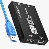 Video Capture Card, Audio Capture Card, USB 3.0 Capture Card 4K HDMI Loop-Out, 1080P 60FPS Videospiel-Capture für Streaming, Gaming und Broadcasting Xbox/PS4/PS5/OBS/Kamera/PC