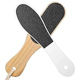 JIEYAO 2PCS Hornhautfeile Doppelseitiger Fußschrubber aus Holz,Professionelles Pediküre Fußfeile Grob Fein Fußraspelfeile mit Trageband für Verhärtete oder Trockene Haut zur Entfernung hornhautraspel