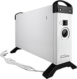 Güde Konvektionsheizgerät GKH 2000 (2 kW Heizleistung, 3 Heizstufen (0,75/1,25/2 kW), stufenloser Thermostat, 45 m³ max. Raumheizvermögen, lautlose Konvektionswärme, Überhitzungsschutz, Tragegriffe)