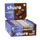share Bio Nussriegel Schoko & Heidelbeere 15 x 35 g – vegan & ohne Palmöl – Bio Snackriegel – Cashew, Mandel, Schokolade, Heidelbeere, geröstete & gesalzene Sojabohne – Spendet Mahlzeiten