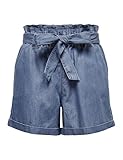 ONLY Damen Shorts Bermudas Jeans-Shorts Seitentaschen Gürtel High Waist Sommer Pants, Farben:Blau-3, Größe:XS
