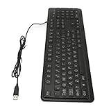 Xiuganpo Tastatur mit Großem Druck und Hintergrundbeleuchtung, Schlankes Design, Gut Lesbar für ältere Menschen und Sehbehinderte, USB-Kabel, Weiße LED-Computertastatur für Heimbüro,