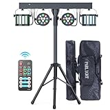 GdjRttk 60W DJ-Lichtset Bühnenlicht mit Ständer und Fernbedienung, Derby RGBW DMX LED Par Scheinwerfer mit Stroboskopeffekt Discolicht für DJ, KTV, Kirchen, Konzerte, Hochzeiten, Halloween