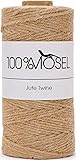 100% Mosel Jutekordel, in Naturbraun (2 mm x 100 m), nachhaltige Schnur aus Jute, rustikales Geschenkband für Weihnachten & Adventszeit, Verpackungsmaterial für jeden Anlass