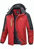 Libin Skijacke Herren Warme Winterjacke Funktionsjacke Winter Snowboardjacke Softshelljacke Outdoorjacke Wasserdicht Atmungsaktiv Wanderjacke Snowboard Jacke Männer Rot L