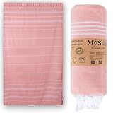 MyStilo® XXL Saunahandtuch Hamamtuch - Großes, Weiches Badetuch 100x200cm, Schnelltrocknend - Premium Strandtuch, Beach Towel, Handtuch für Männer, Frauen, Yoga und Fitness (Lachse)