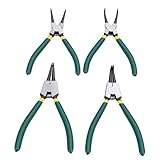 RASTKY Sprengringzangen-Set, Sicherungsringzange, 7 Zoll Innen-Außen-Set mit Gerader, Gebogener Backe, Sicherungsring-Werkzeugsatz, Legierter Stahl