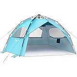 Glymnis Strandmuschel Quick Up Strandzelt Automatisches Strand Zelt UV-Schutz 50+ Windschutz kleines Packmaß Blau Strandzelt für 4 bis 6 Personen