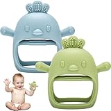 Beißring Baby, 2 Stück Baby Spielzeug 0 3 6 9 12 Monate, Zahnungshilfe Baby ab 3 Monate, Handschuh Beissring Baby, Sensorisches Fäustling Beißspielzeug Geschenke für Neugeborene Kleinkinder