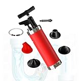 Qcesorib Abflussreiniger Pumpe mit 4 Saugnäpfen, Rohrreiniger Druckluft Wc mit Visuellem Druckmesser, Druckluft Rohrreiniger mit Verbindungsschlauch, für Küche Bad Toilette, Silber