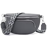 Rorimyth Bauchtasche Damen Dunkelgrau Handtasche Damen Umhängetasche Damen Crossbody Bag Damen Gürteltasche Damen Brusttasche Damen Hüfttasche Damen