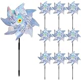 10 Stück Windrad Vogelabwehr, 24x50cm Reflektierende Windräder für Garten, Balkon und Obstgarten - Effektiver Taubenabweh und Vogelschreck
