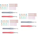 57-teiliges ergonomisches Häkelnadel-Set für Anfänger mit großem Öhr, Stricknadel, Verriegelung, Stichmarker und Aufbewahrungskoffer