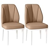 FLEPYHB Esszimmerstühle aus Kunstleder, 2er-Set, Moderne, mit Leder gepolsterte Küchenstühle mit Metallbeinen, armloser Akzent-Beistellstuhl für Wohnzimmer/Schlafzimmer