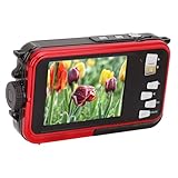 wasserdichte Digitalkamera mit Zwei Bildschirmen, Micro-USB 2.0, Full HD, Wasserdicht, 48 MP Bild, wasserdichte Digitalkamera für Aufnahmen (Rot)