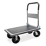 Wiltec Plattformwagen bis 300 kg 895x610x985 mm, Transportkarre klappbar mit Bügelgriff und Anti Rutsch Belag und Kantenschutz, Transporthilfe