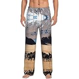 PQruop Mountain Farm Horses Herren-Schlafanzughose mit Taschen, Halloween-Pyjamahose, geeignet zum Tragen zu Hause., Schwarz , XXL