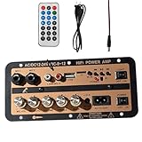 Auto-Audio-Leistungsverstärker-Karte, Auto-Audio-Verstärkerkarte - 12 V und 24 V Audioverstärkermodul mit Digitalanzeige, kabellose Lautsprecherkarte mit Fernbedienung für Lautsprecher d