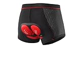 TENVORA Fahrradhose Herren Gepolstert Radlerhose mit 3D-Gel und hoher Stoßdämpfung, Hüftschutzhose for Herren, atmungsaktiv, bequem, Silikonkissen, Reitausrüstung(Black red line,XS)
