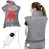 Arlierss Heizkissen für Nacken Schulter Rücken, 60x90cm Elektrisch Wärmekissen mit Abschaltautomatik,mit Taillenriemen, Rückenwärmer Heizdecke 6 Heizstufen, Auto-OFF-Timer, Flanell Waschbar