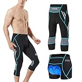 MEETWEE Herren 3/4 Radhose Fahrradhose, Kompression Radlerhose Leggings Radsport Hose für Männer Elastische Atmungsaktive 3D Schwamm Sitzpolster