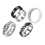 HEMOTON 5 Stück Titanstahl Drehbare Fidget Ringe 6 8mm Perlenring Anti Angst Schmuck für Damen Zur Stressreduktion