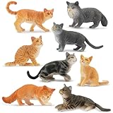 TOYMANY 8 Stück Katze Tiere-Figuren Set Spielfiguren Spielzeug Katzenfiguren Kleine-Tierfigur Plastiktiere Ornamente Miniatur Katze, Osterei, Weihnachten, Kuchen Topper,Geburtstagsgeschenk für Kinder