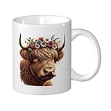 Tasse Hochlandrind 330Ml Kaffeetasse Porzellan Mit Henkel Becher Für Freunde Tee Wasser