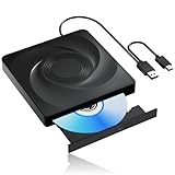 Wbacon Bluray Laufwerk Extern, Externes Blu Ray Laufwerk FüR Pc Blu Ray Brenner Extern Mit USB 3.0 Und Typ-C CD/DVD Brenner Blu Ray Player FüR Pc Mit Windows MacOS Laptop Und Desktop