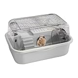 Hamsterkäfig, Lebensraum für kleine Rennmäuse, 35 x 25 x 20 cm, doppelschichtiger Lebensraumkäfig für Kleintiere, Zubehör für kleine Haustiere für Hamster, Meerschweinchen, Rennmäuse