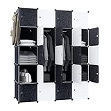 TANTEAR Kleiderschrank Schuhregal aus Kunststoff, Regalsystem Kombischrank mit Türen, Garderobenschrank Tragbarer Faltschrank, für Spielzeug Kleidung, 20 Würfel