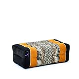 Leewadee Meditationskissen Yogakissen Yoga Block Yoga Zubehör Yoga Klotz Yoga Kissen Ökologisches Naturprodukt Thaikissen Nackenkissen, Kapok, Schwarz Orange