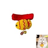 JCYUANI Katzenhalsband Handstricken Halsband Katze Fisch-Anhänger Haustierhalsband mit Glocke Verstellbares Katzenhalsband 25-35 cm, Geeignet für Katzen um 8-10 Katzen