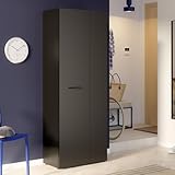FORTE NET106 Schrank 70, Schuhschrank, Garderobenschrank, Abstellraum, Drehtürenschrank, 2-türig mit Einlegeböden, Schwarz, 68,7 cm breit x 181,1 cm hoch x 36,5 cm tief