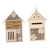 Happyyami 2St Insektenhaus naturholz insektenhäuser Garden Decoration hive Garten Bett Garten Lebensraum Insektengitter Bienenfutterstation holzschmuck Bienenzimmer aus Holz Nest Holzhaus
