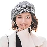 WANYIG Winter Barett Cap Damen Koreanisch Stil Frauen Barette Baskenmütze Kleid Mütze Wintermütze Bequem und Warm für Frühling/Herbst/Winter(Schwarz)