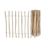 Mega-Holz Staketenzaun 90x500 cm (HxB) Lattenabstand 7-8 cm Gartenzaun Perfekt als Beeteinfassung, Rollzaun für Dekoration und Pflanzenschutz. Holzzaun aus Haselnuss